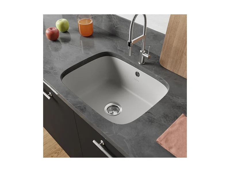 Evier 1 bac VILLEROY ET BOCH Cisterna 60C Fossile CeramicPlus avec vidage manuel