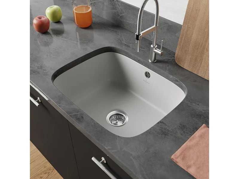 Evier 1 bac VILLEROY ET BOCH Cisterna 60C Fossile CeramicPlus avec vidage manuel