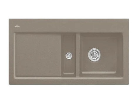Evier 1 cuve et demi VILLEROY ET BOCH Subway 60 100 x 51 cm egouttoir a gauche Timber CeramicPlus
