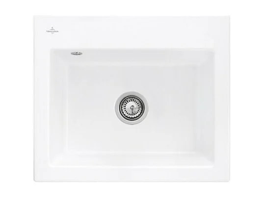 Evier 60 x 51cm sans egouttoir VILLEROY ET BOCH Subway 60 S Stone White CeramicPlus vidage manuel