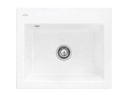 Evier 60 x 51cm sans egouttoir VILLEROY ET BOCH Subway 60 S Stone White CeramicPlus vidage manuel