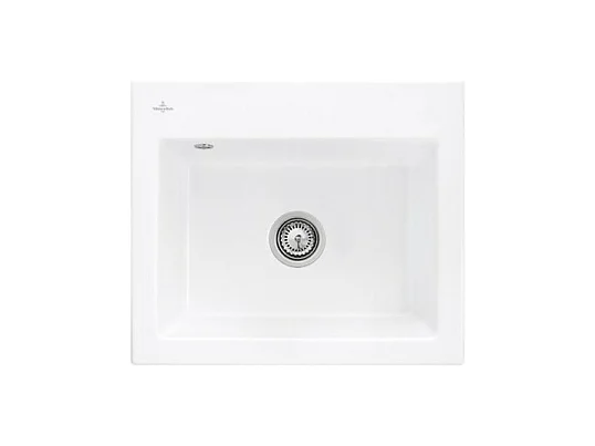 Evier 60 x 51cm sans egouttoir VILLEROY ET BOCH Subway 60 S Stone White CeramicPlus vidage manuel