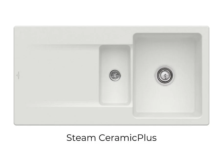 Evier 1 bac 1/2 VILLEROY ET BOCH Siluet 60 R Steam CeramicPlus avec vidage manuel
