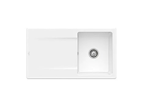 Evier 1 bac VILLEROY ET BOCH Siluet 50 Snow White CeramicPlus - Avec vidage manuel