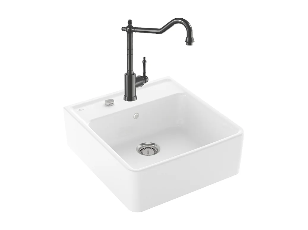 Evier VILLEROY ET BOCH Timbre d'office Tradition 1 bac vidage auto + Robinet de cuisine Avia 2.0 Anthracite