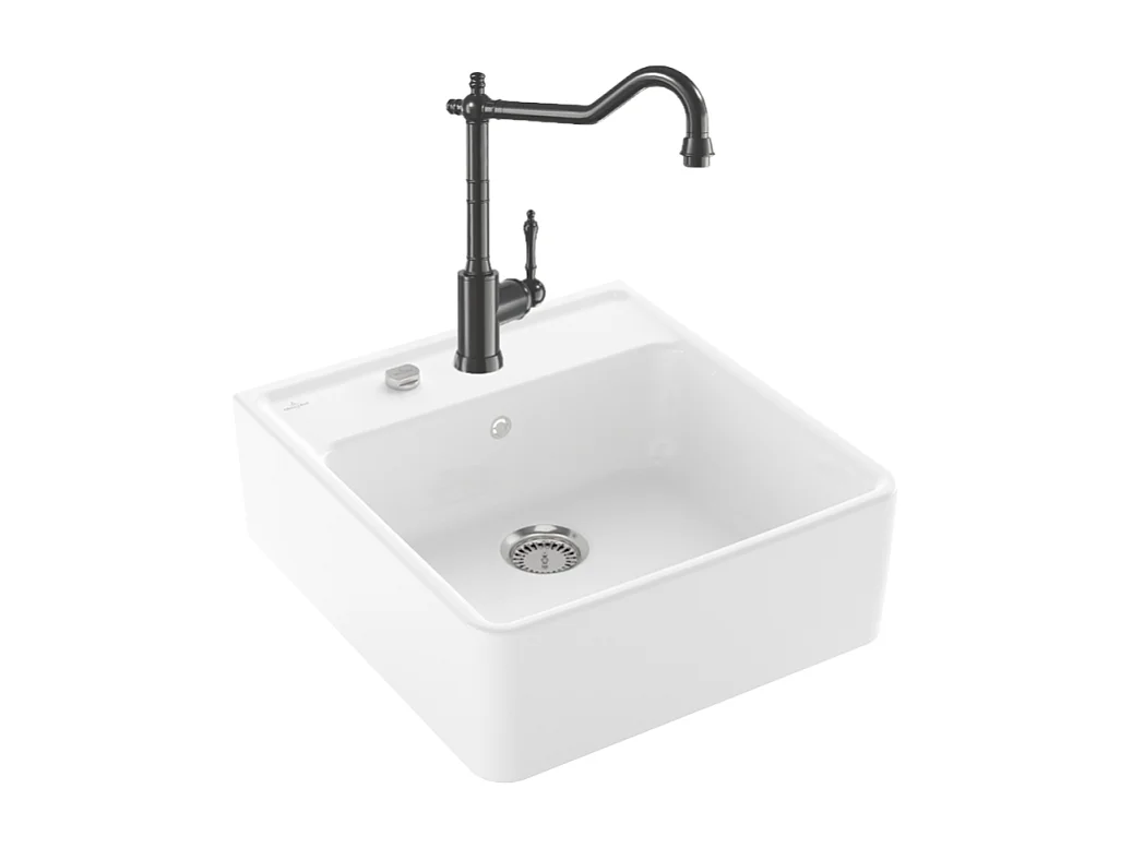 Evier VILLEROY ET BOCH Timbre d'office Tradition 1 bac vidage auto + Robinet de cuisine Avia 2.0 Anthracite