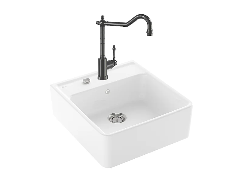 Evier VILLEROY ET BOCH Timbre d'office Tradition 1 bac vidage auto + Robinet de cuisine Avia 2.0 Anthracite