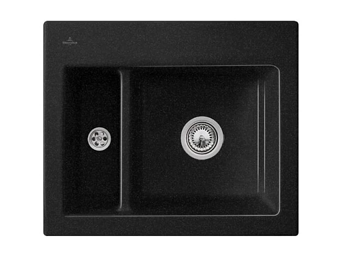 Evier 1 cuve et demi VILLEROY ET BOCH Subway 60 XM 62 x 51 cm sans egouttoir Chromite CeramicPlus avec vidage manuel