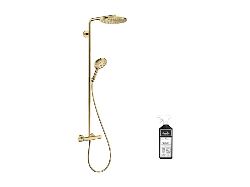 Colonne de douche thermostatique HANSGROHE Raindance Select S 240 aspect dorée poli + nettoyant Briochin