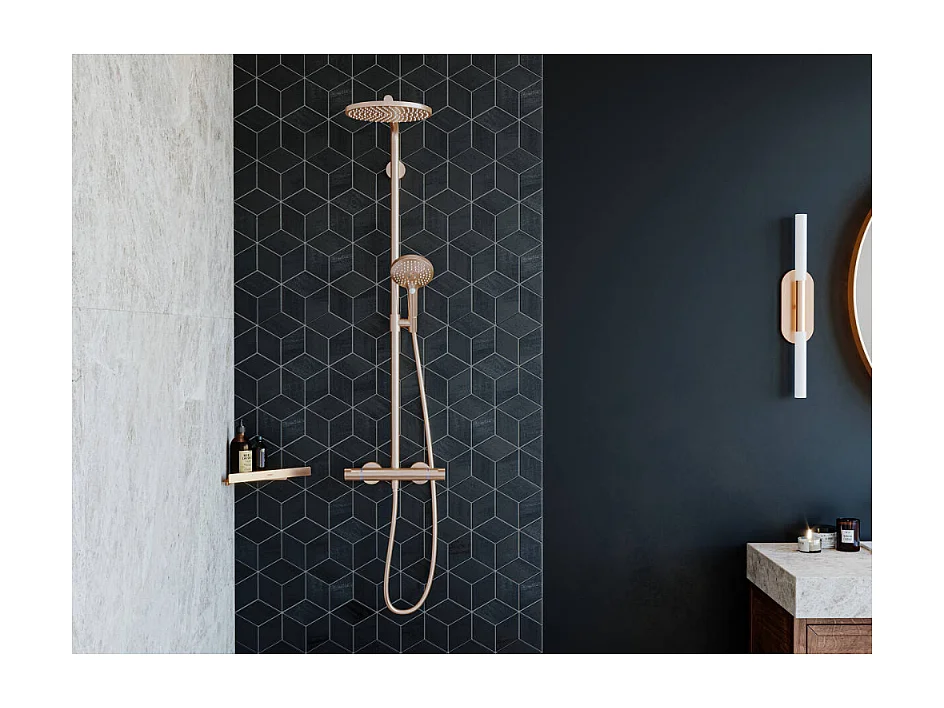 Colonne de douche thermostatique HANSGROHE Raindance Select S 240 aspect dorée poli + nettoyant Briochin