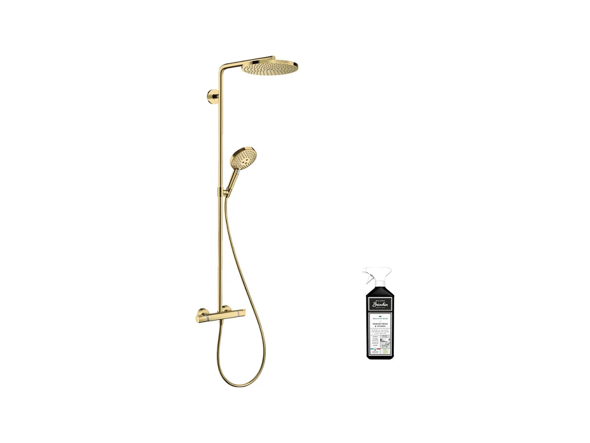 Colonne de douche thermostatique HANSGROHE Raindance Select S 240 aspect dorée poli + nettoyant Briochin