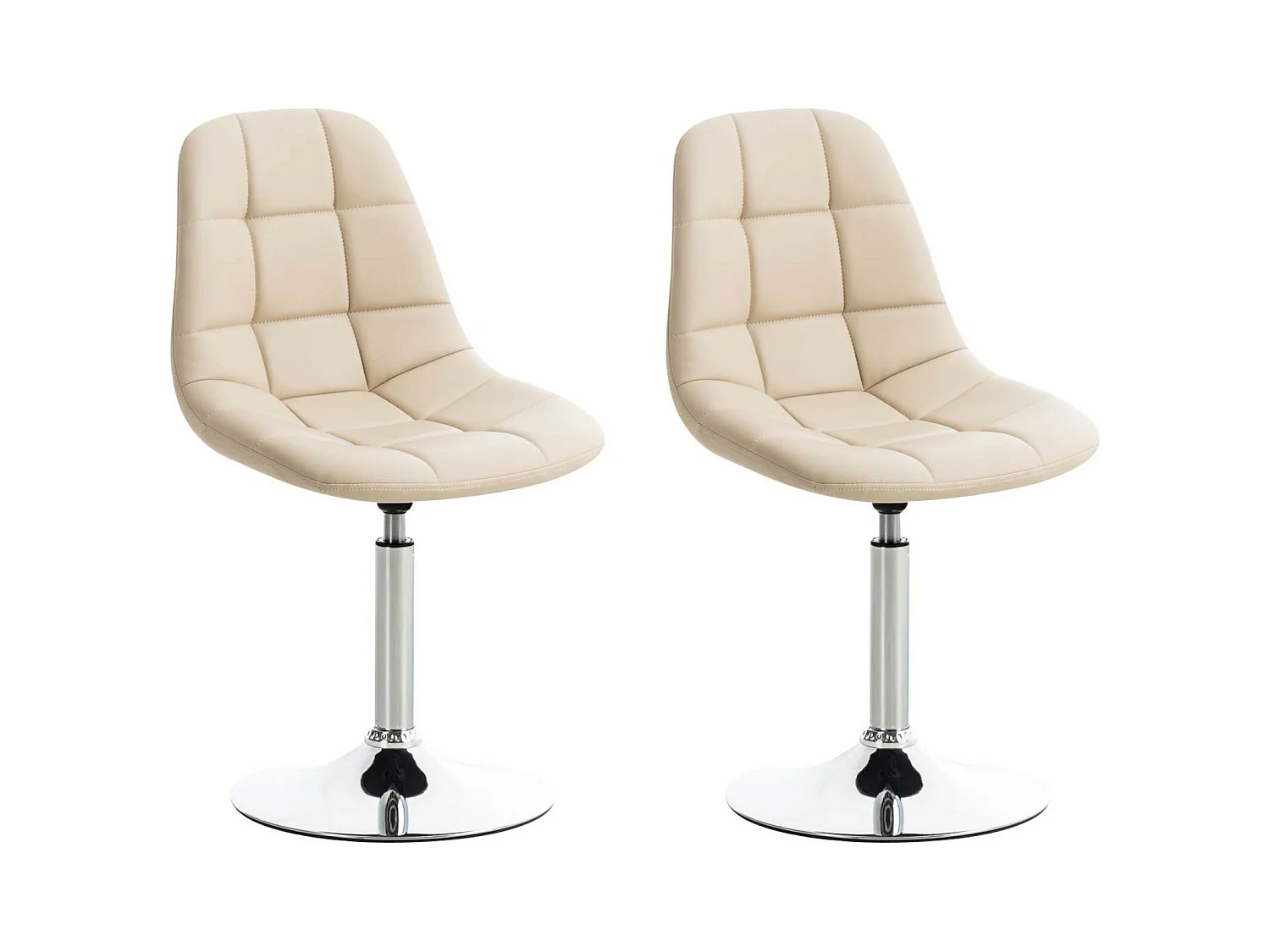 Lot de 2  chaise salle à manger - Similicuir - Crème - Emil