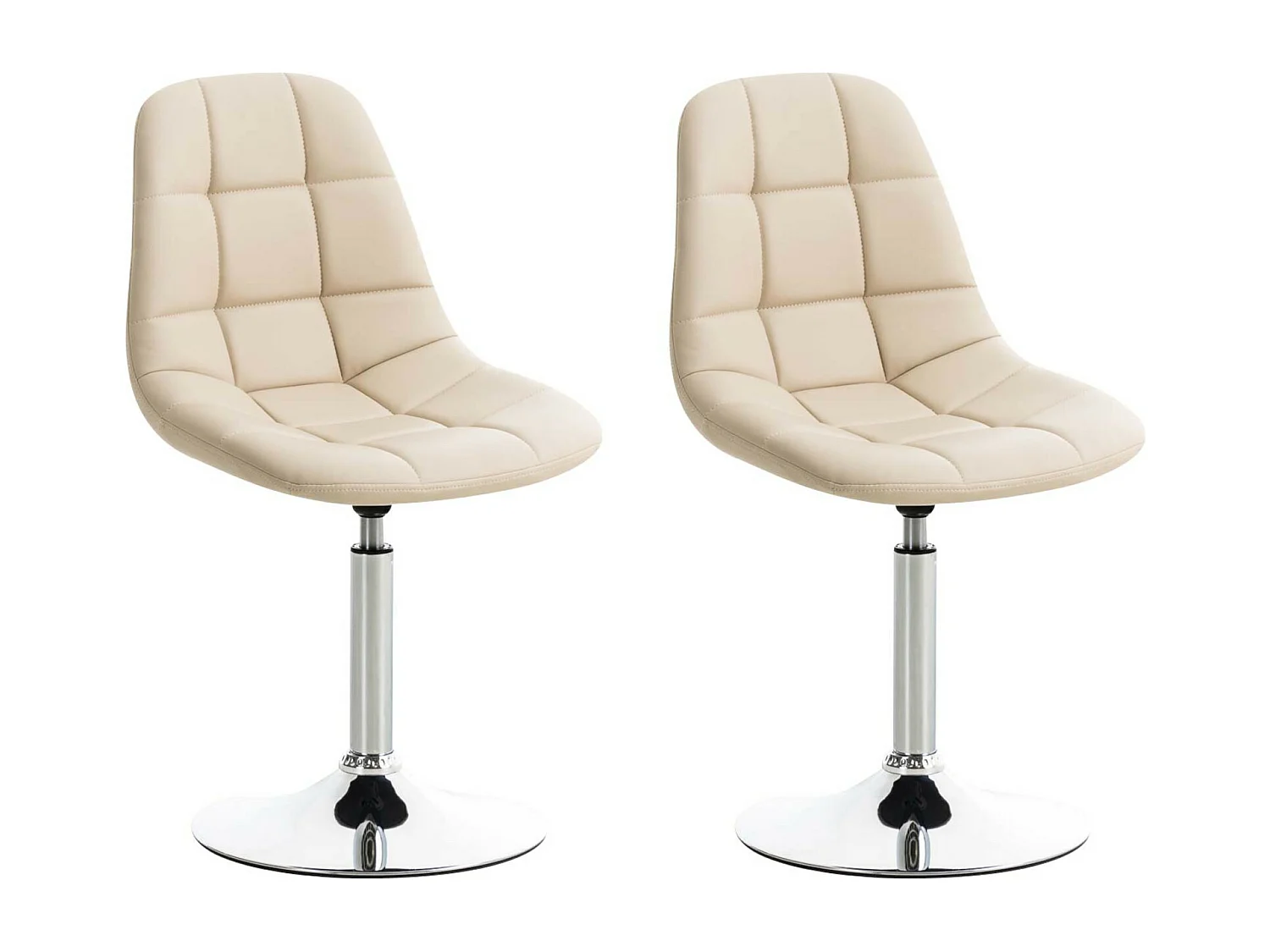 Lot de 2  chaise salle à manger - Similicuir - Crème - Emil