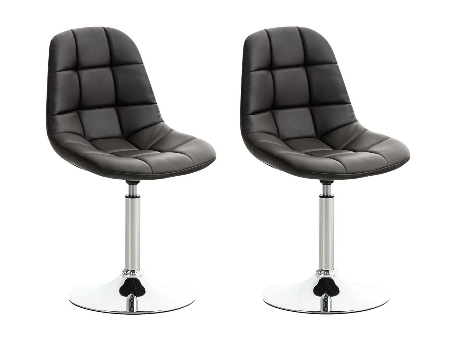 Lot de 2  chaise salle à manger - Similicuir & Métal chromé - Marron - Emil