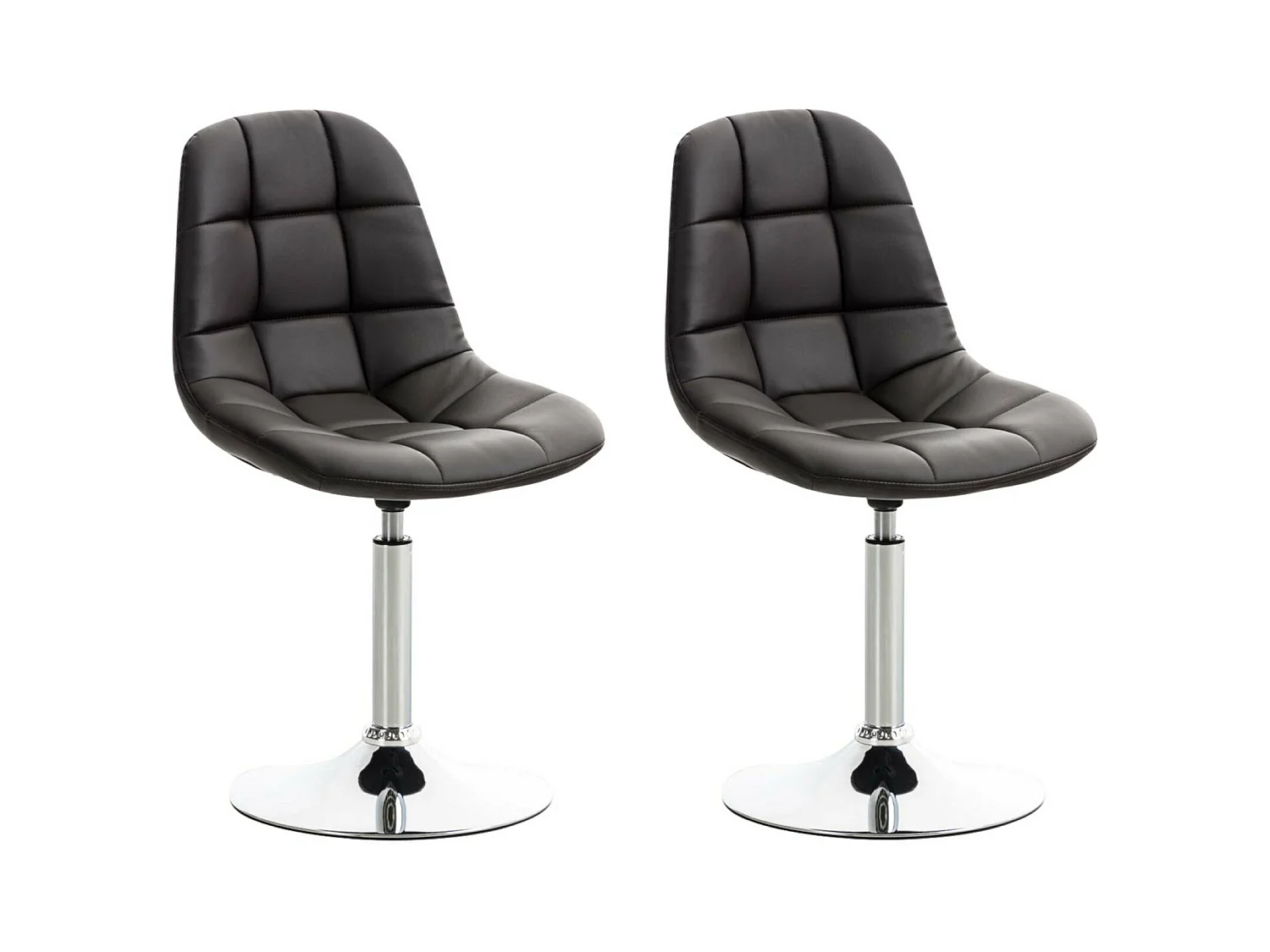 Lot de 2  chaise salle à manger - Similicuir & Métal chromé - Marron - Emil