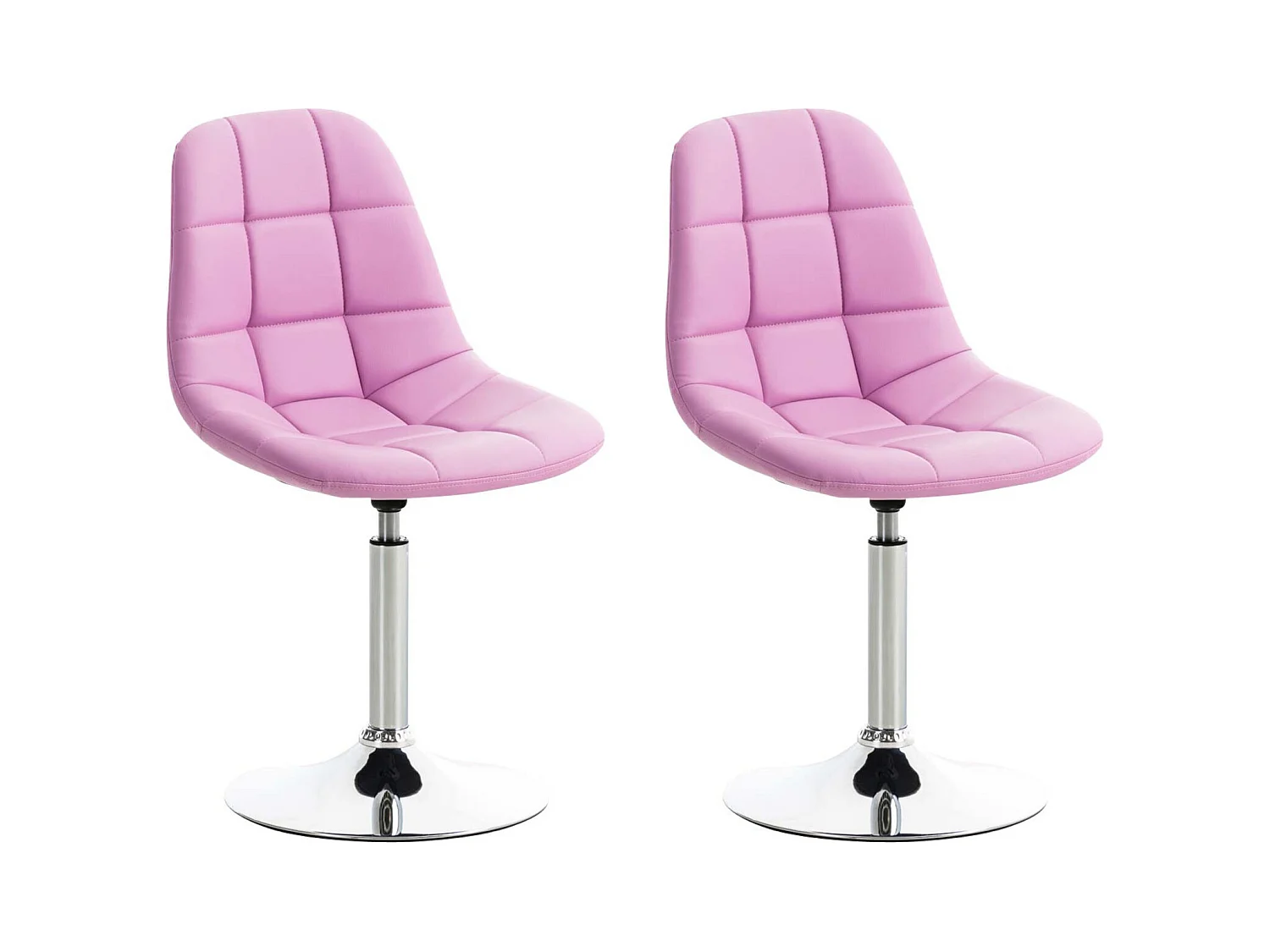 Lot de 2  chaise salle à manger - Similicuir & Métal chromé - Rose - Emil
