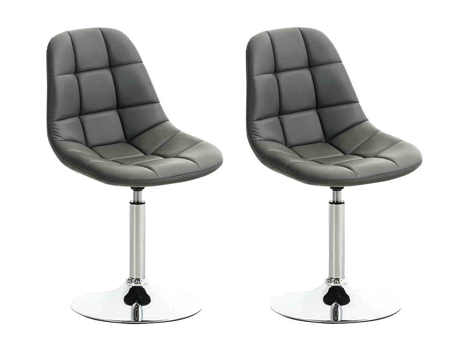 Lot de 2  chaise salle à manger - Similicuir - Gris - Emil