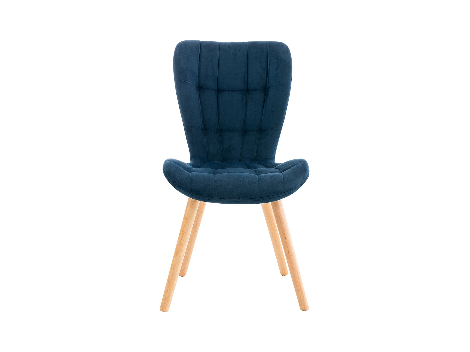 Lot de 4  chaise salle à manger - Velours - Bleu - Elda