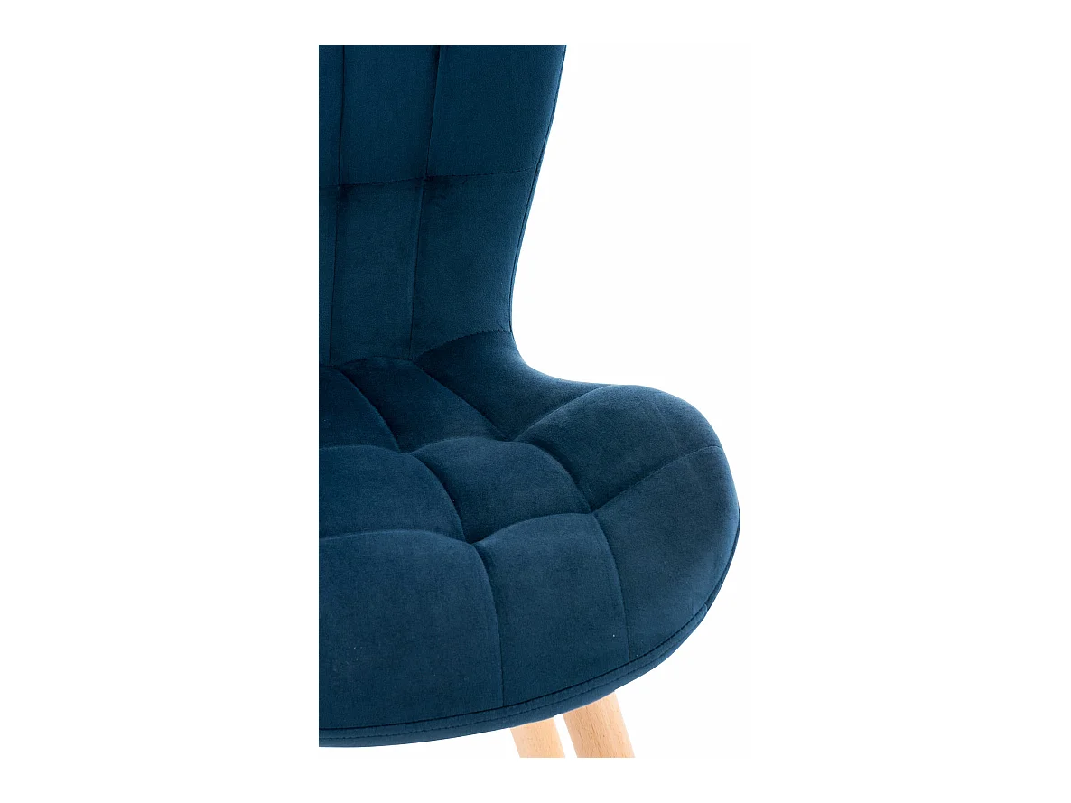 Lot de 4  chaise salle à manger - Velours - Bleu - Elda
