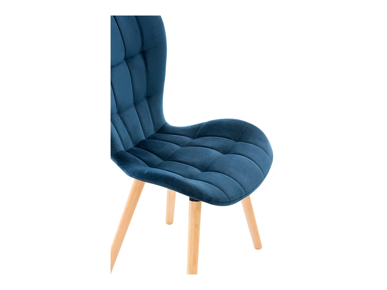 Lot de 4  chaise salle à manger - Velours - Bleu - Elda