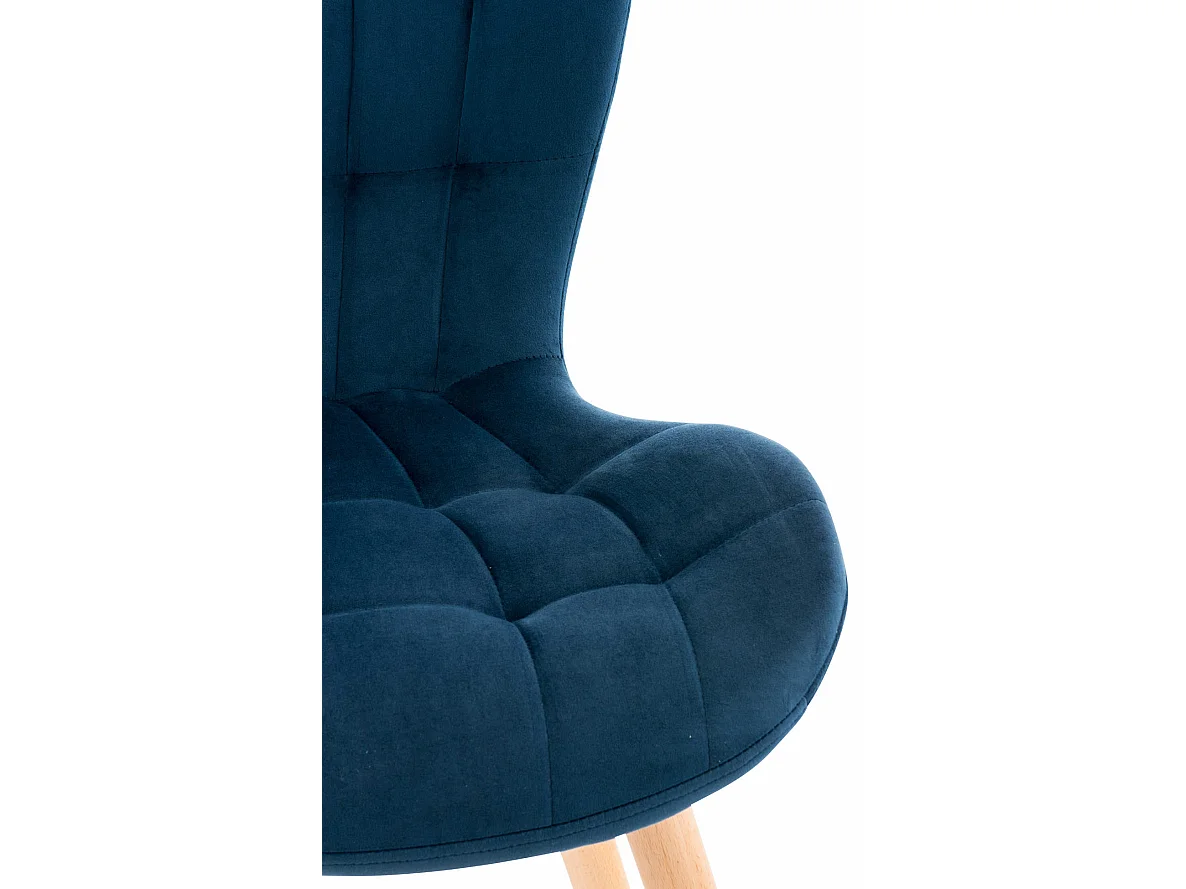 Lot de 4  chaise salle à manger - Velours - Bleu - Elda