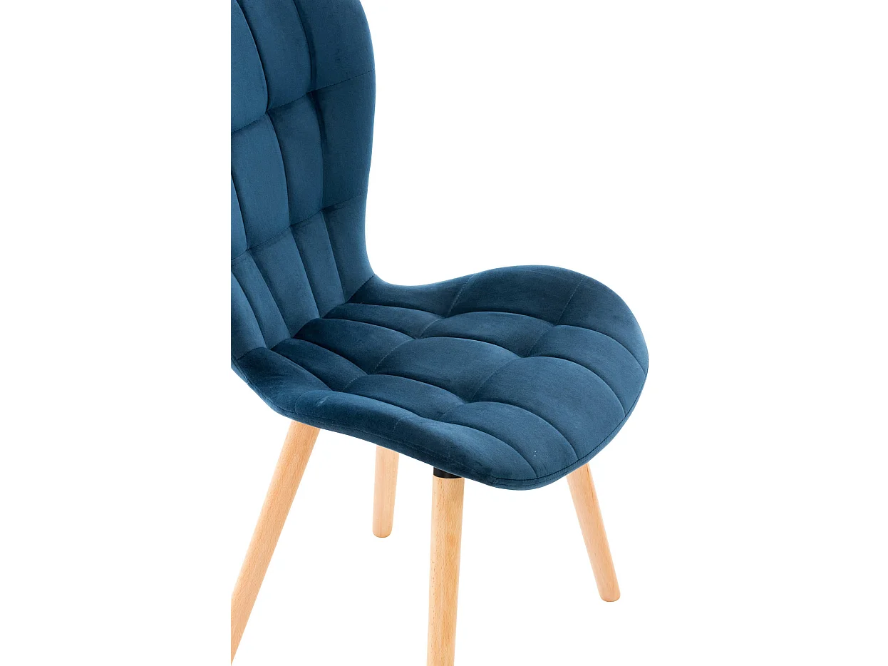 Lot de 4  chaise salle à manger - Velours - Bleu - Elda