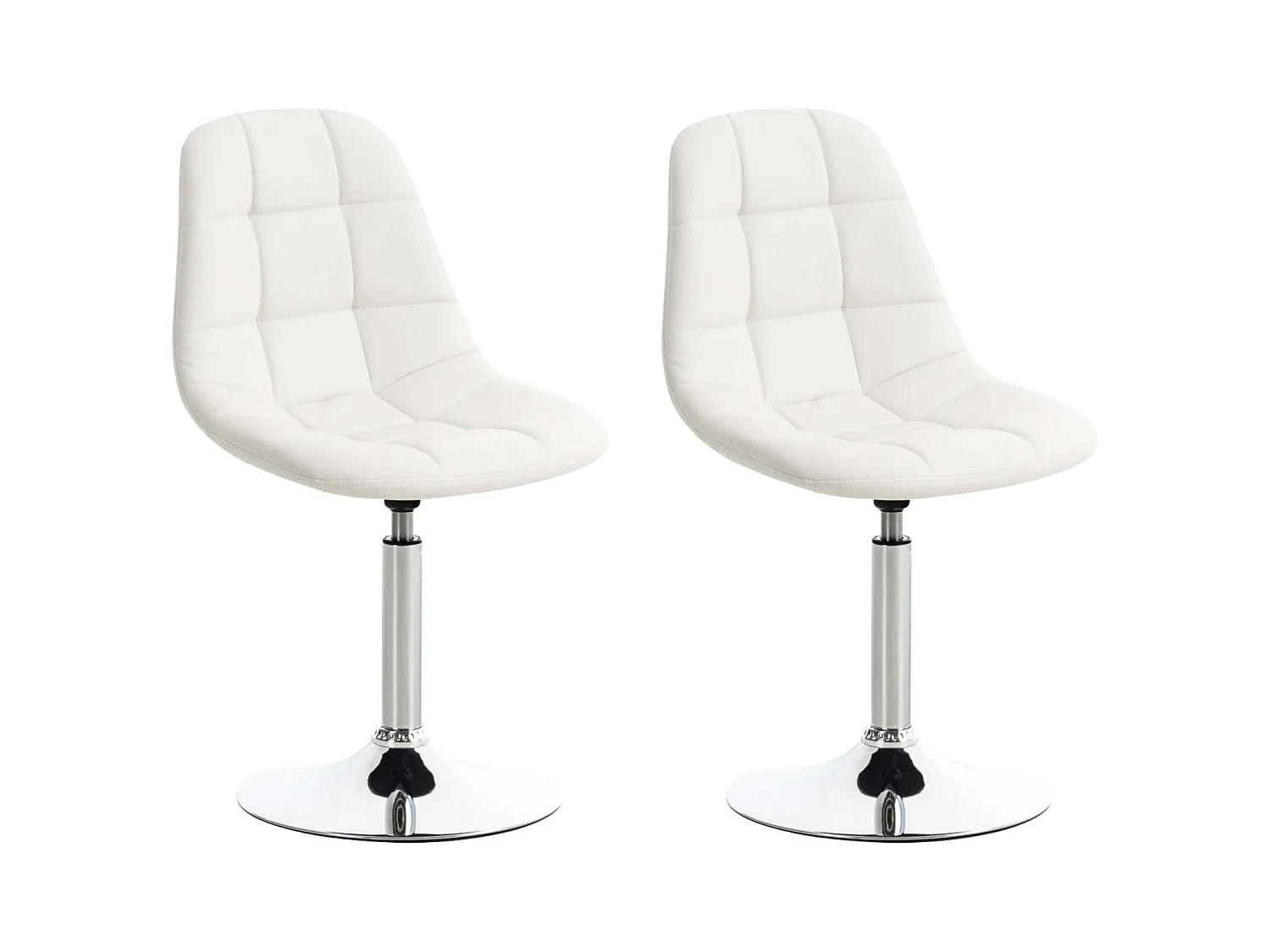 Lot de 2  chaise salle à manger - Similicuir - Blanc - Emil