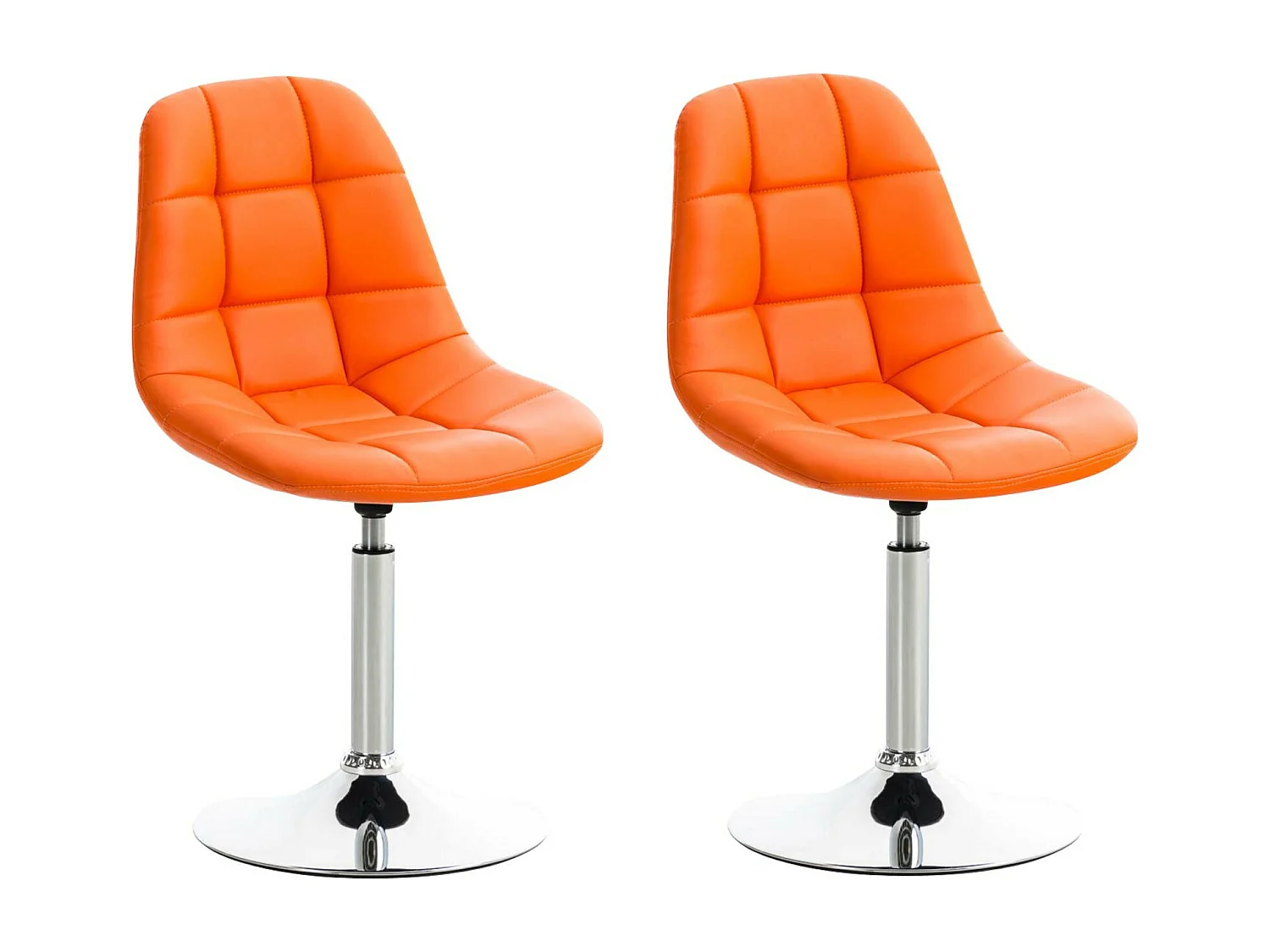 Lot de 2  chaise salle à manger - Similicuir - Orange - Emil