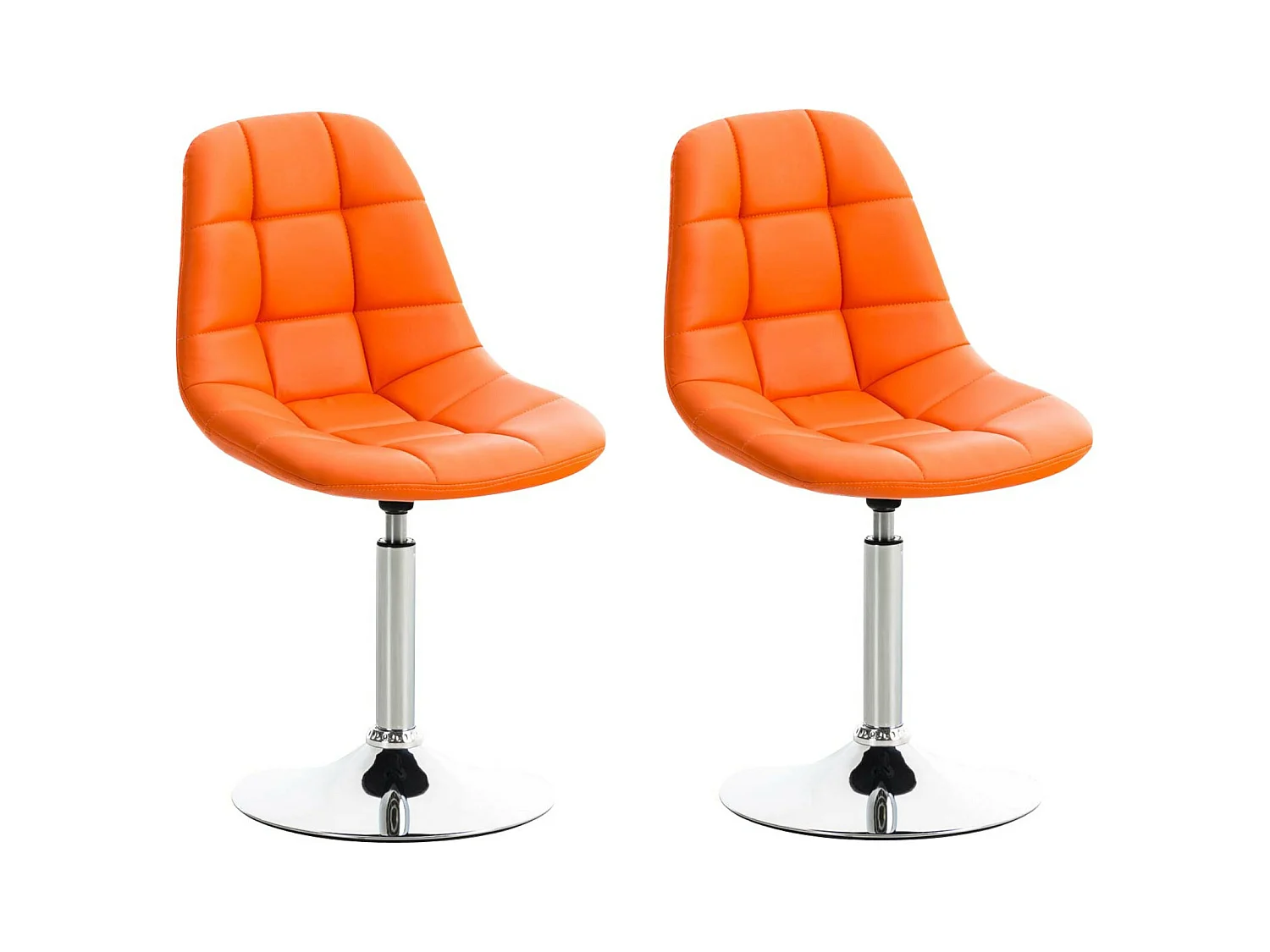 Lot de 2  chaise salle à manger - Similicuir - Orange - Emil