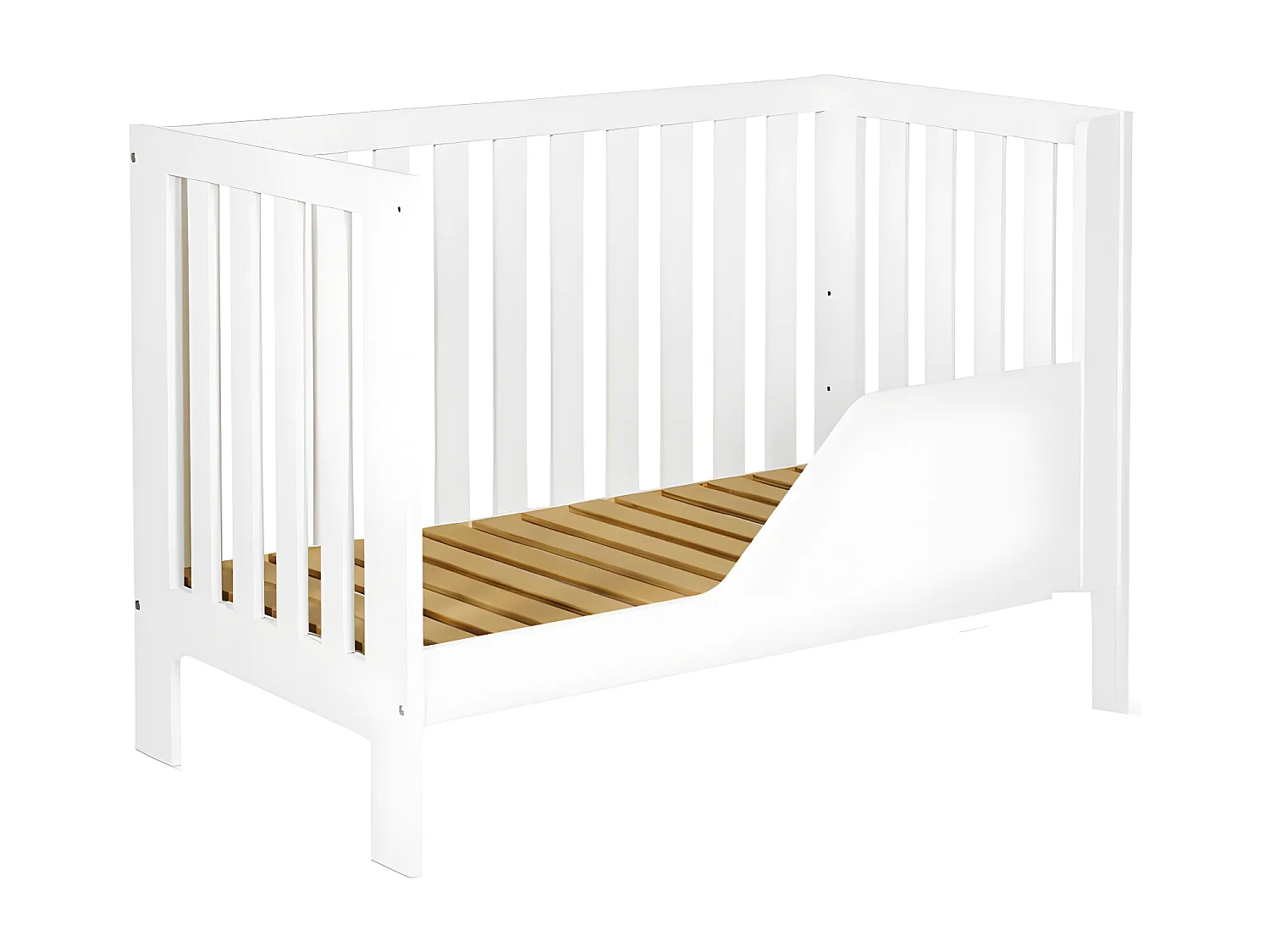 Lit bébé 120x60cm Blanc AMELIE barreaux amovible et barrière de sécurité inclus