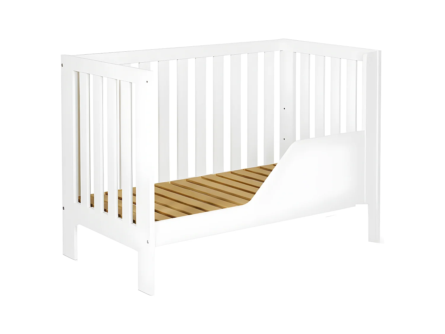 Lit bébé 120x60cm Blanc AMELIE barreaux amovible et barrière de sécurité inclus