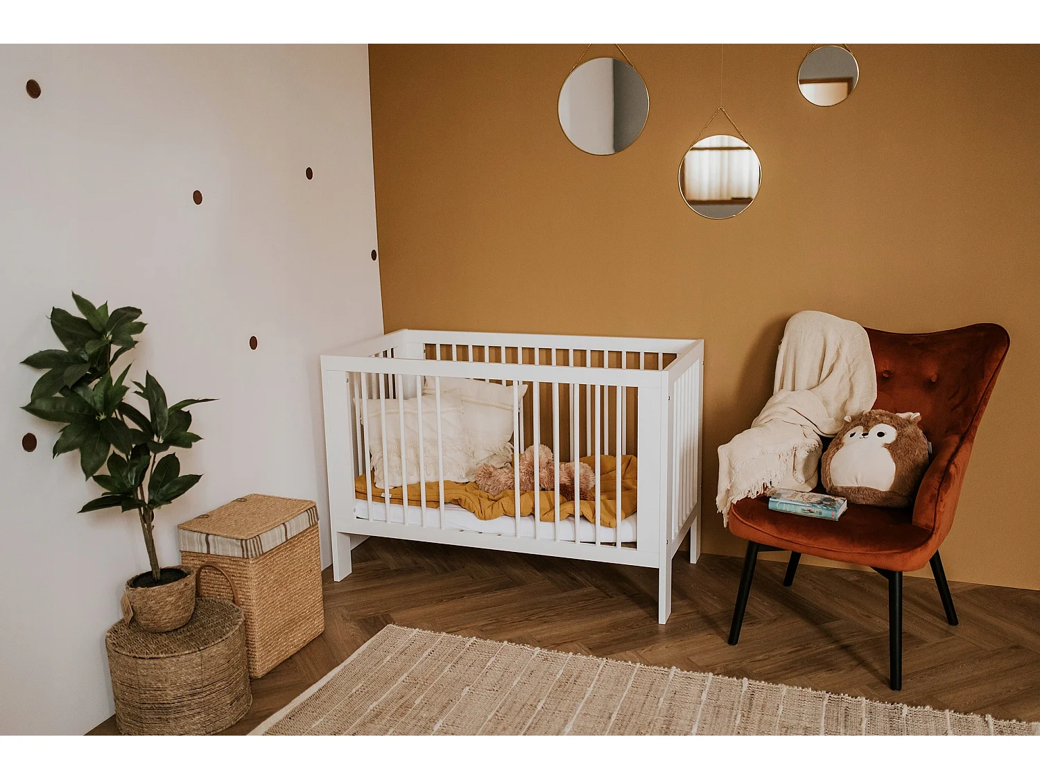 Lit bébé 120x60cm avec tiroir couleur Blanc OLIVE Lit à barreaux amovible