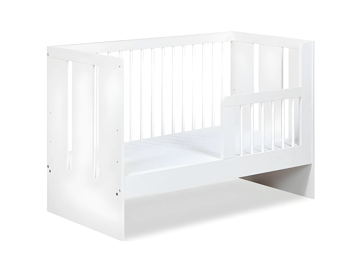 Lit bébé 120x60cm Blanc PAULA barreaux amovible et barrière de sécurité inclus