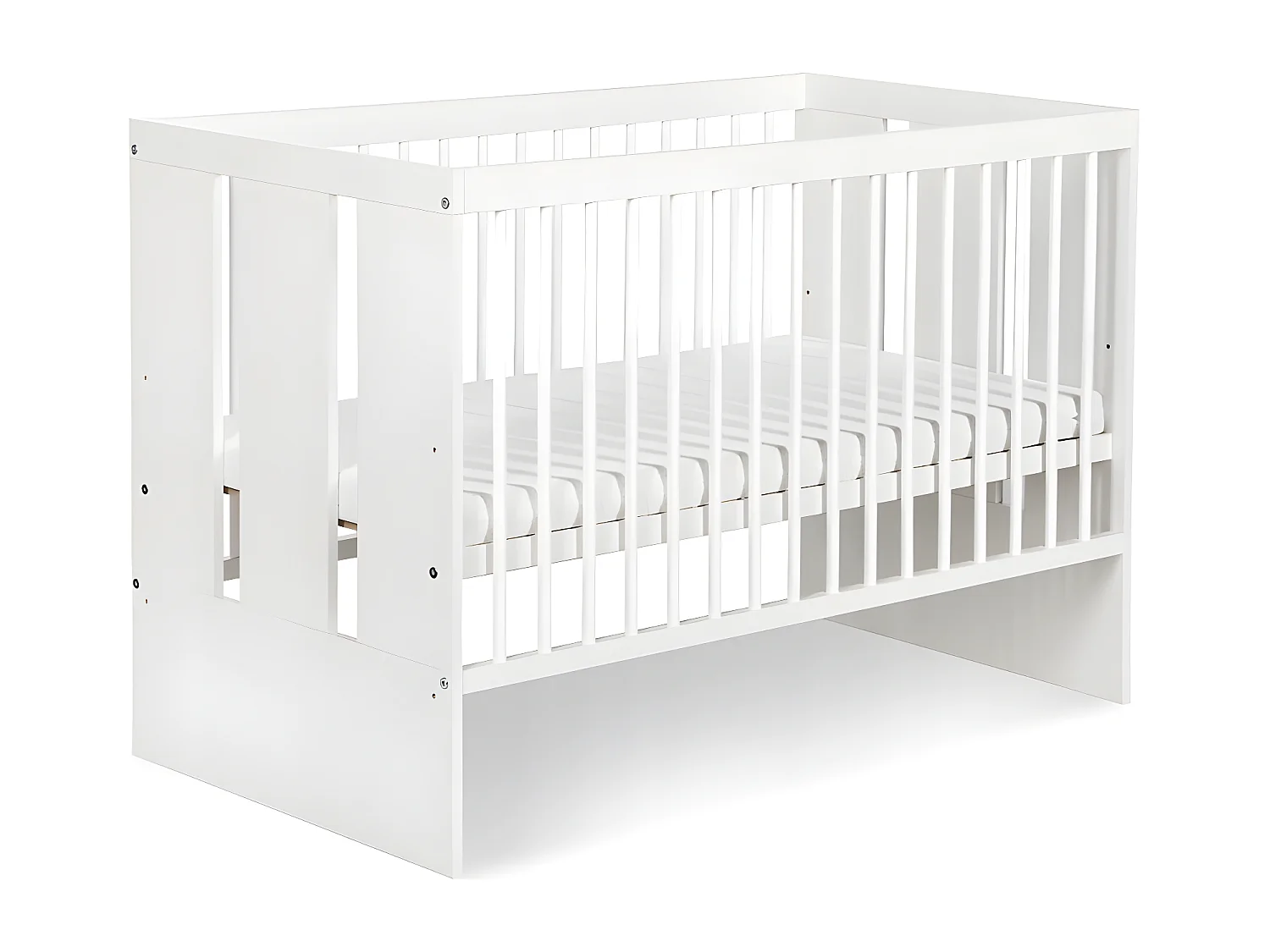 Lit bébé 120x60cm Blanc PAULA barreaux amovible et barrière de sécurité inclus