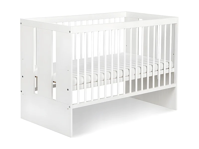 Lit bébé 120x60cm Blanc PAULA Lit à barreaux amovible