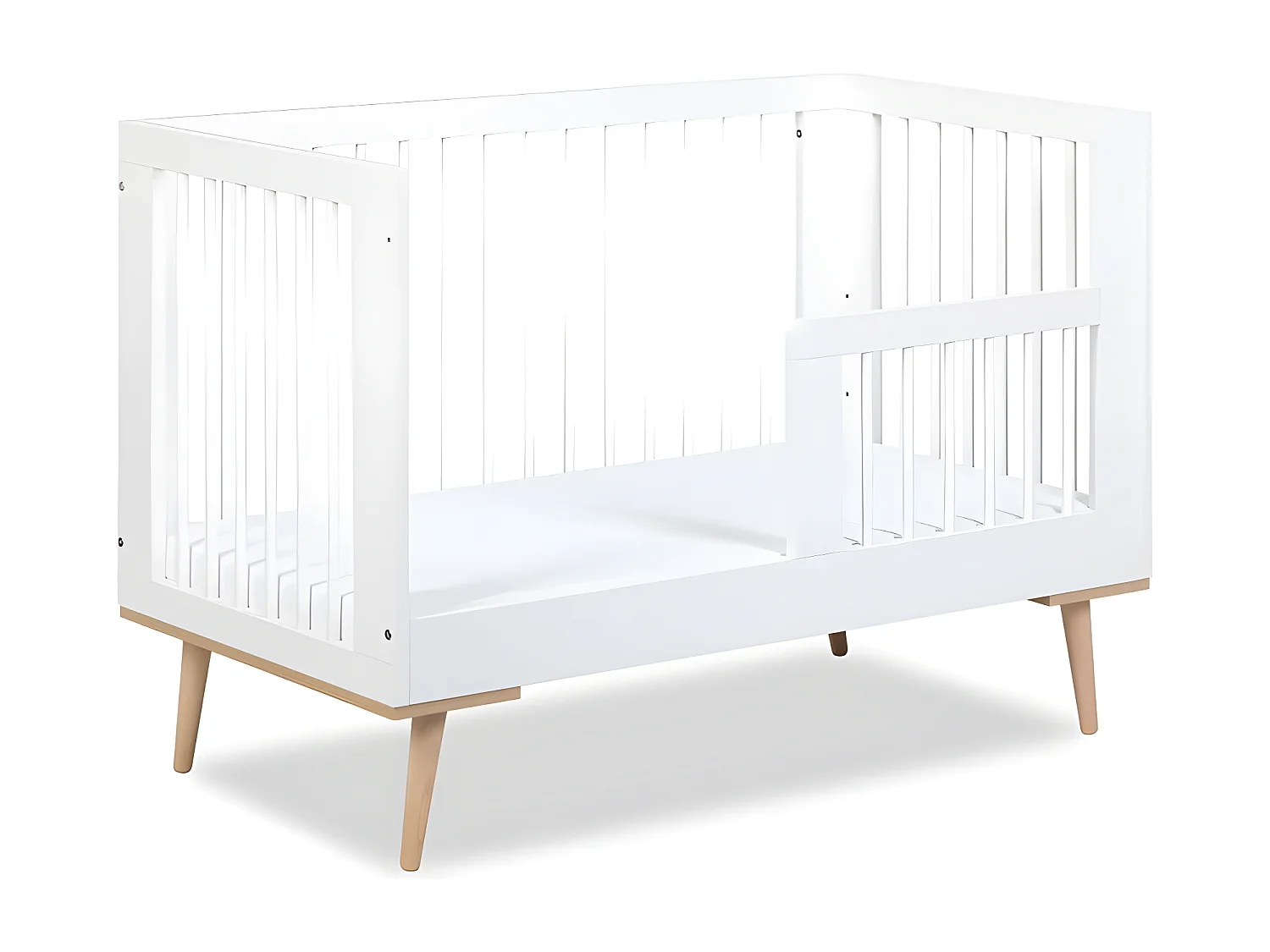 Lit bébé évolutif 120x60cm blanc SOPHIE barreaux amovible avec barrière inclus