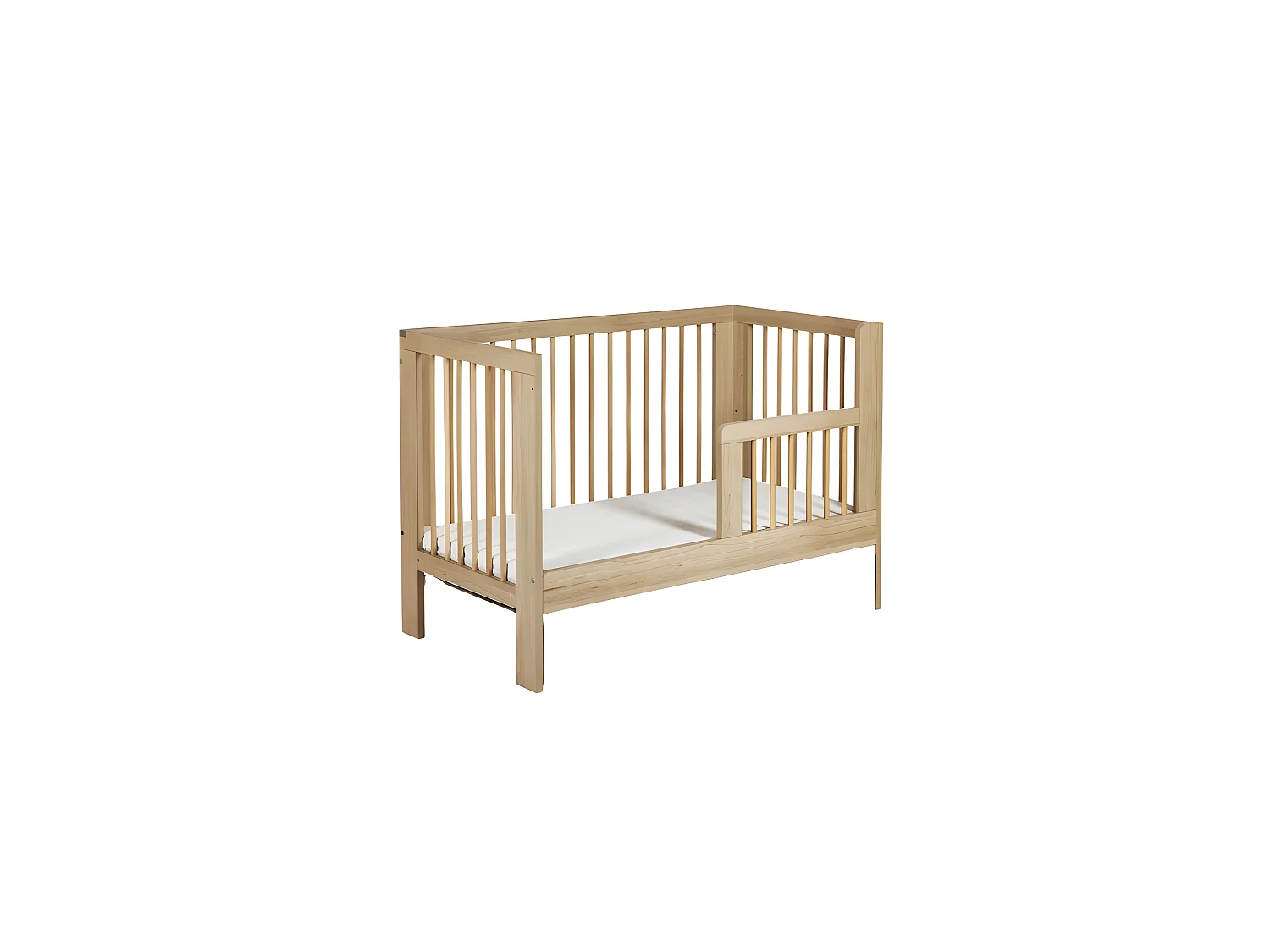 Lit bébé 120x60cm Hêtre OLIVE barreaux amovible et barrière de sécurité inclus