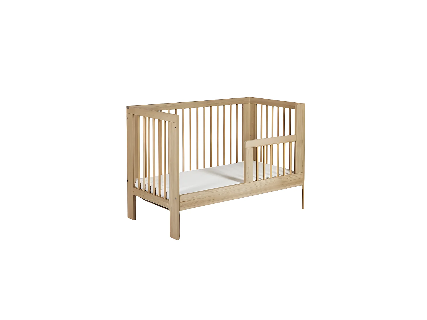 Lit bébé 120x60cm Hêtre OLIVE barreaux amovible et barrière de sécurité inclus