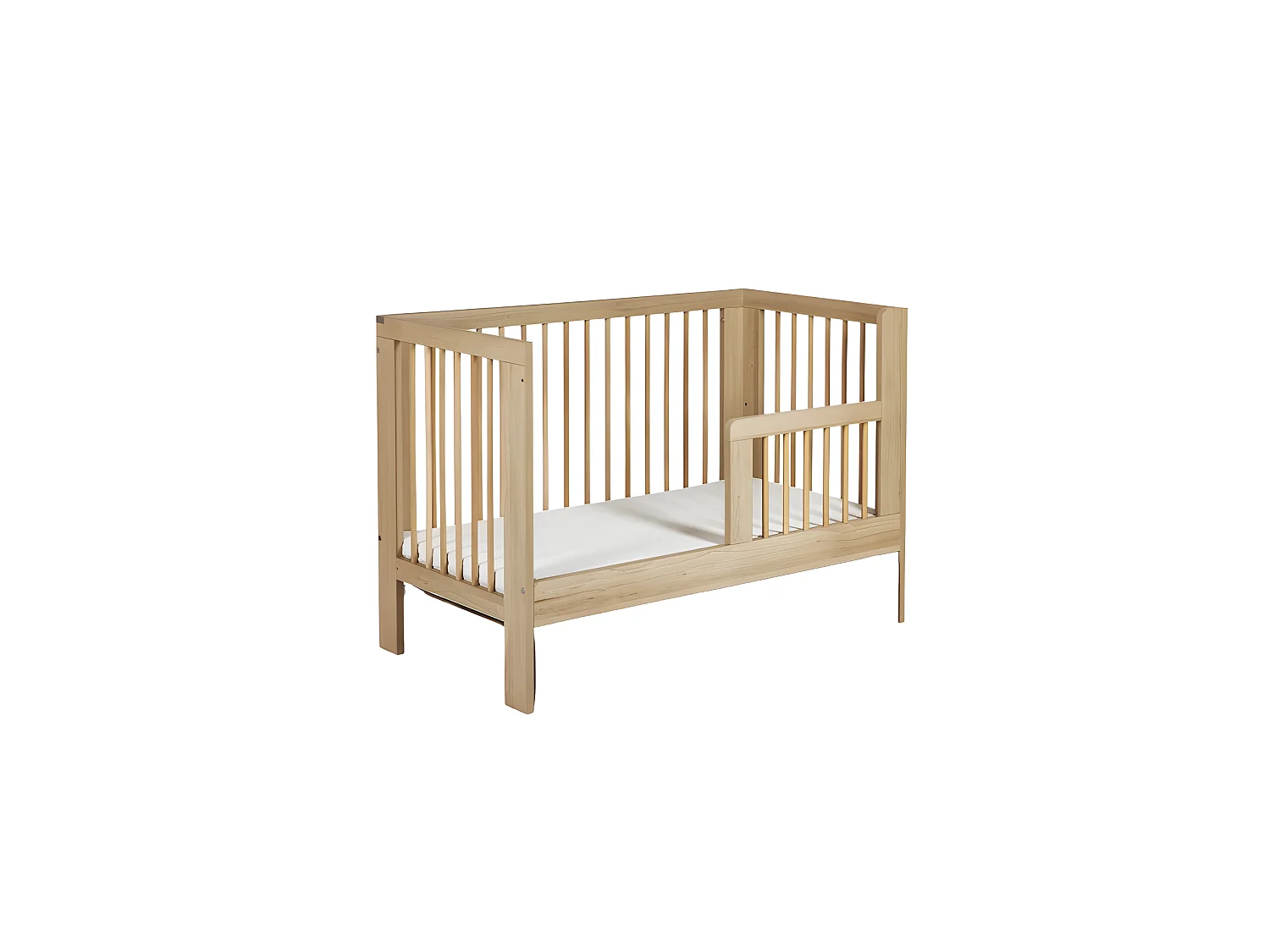Lit bébé 120x60cm Hêtre OLIVE barreaux amovible et barrière de sécurité inclus