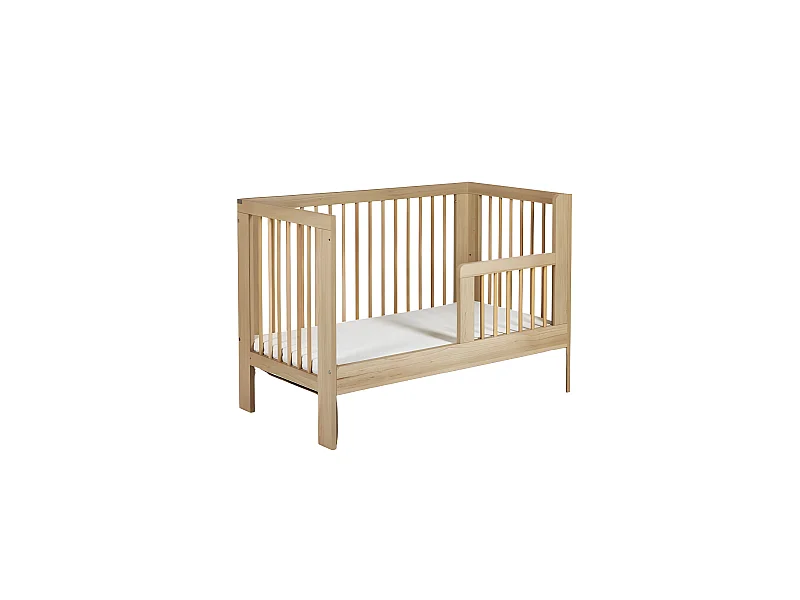 Lit bébé 120x60cm Hêtre OLIVE barreaux amovible et barrière de sécurité inclus