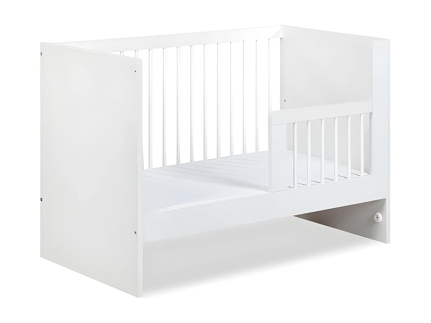 Lit bébé 120x60cm Blanc DALYA barreaux amovible et barrière de sécurité inclus