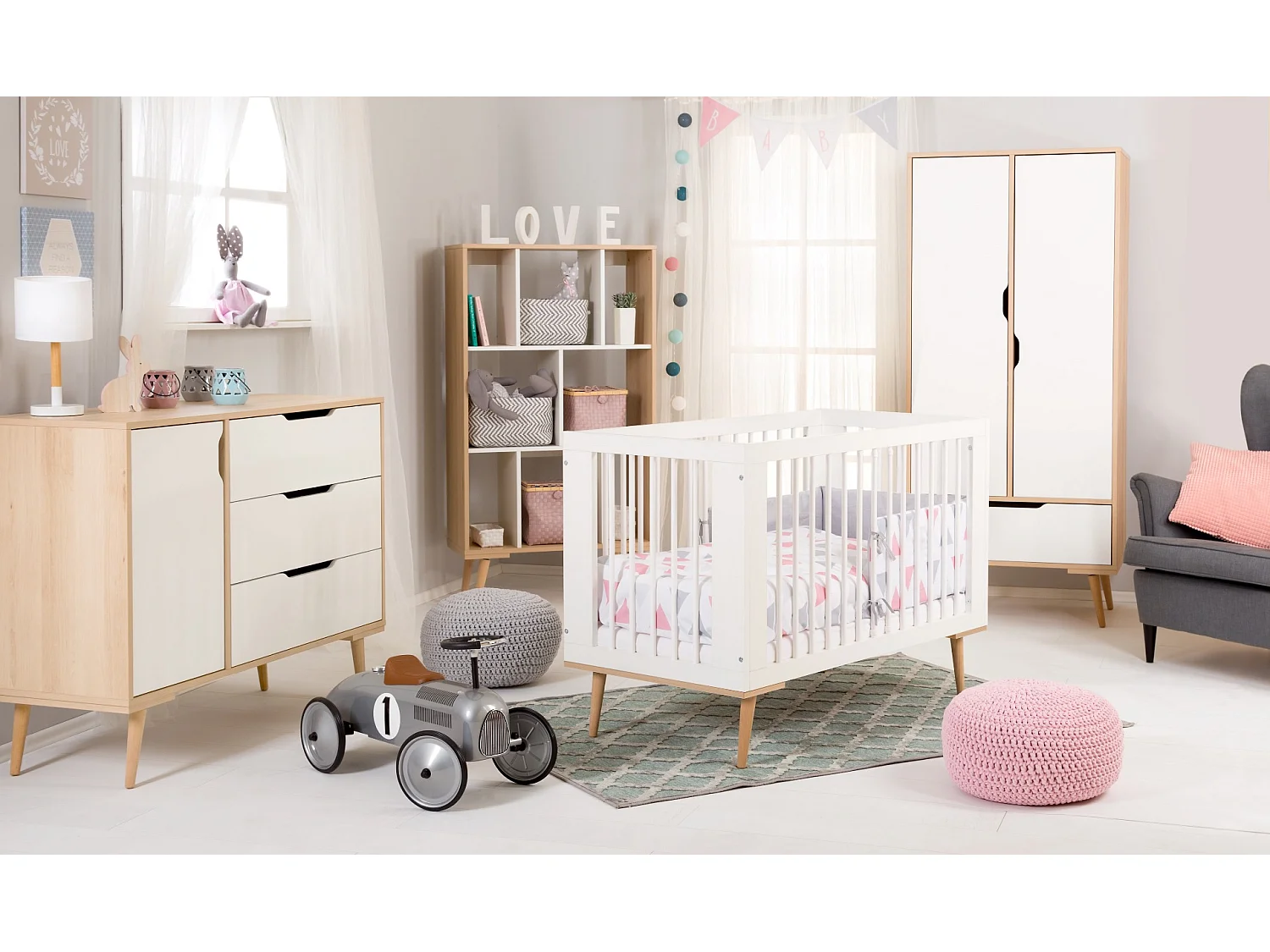 Lit bébé 120x60cm blanc SOPHIE Lit à barreaux amovible