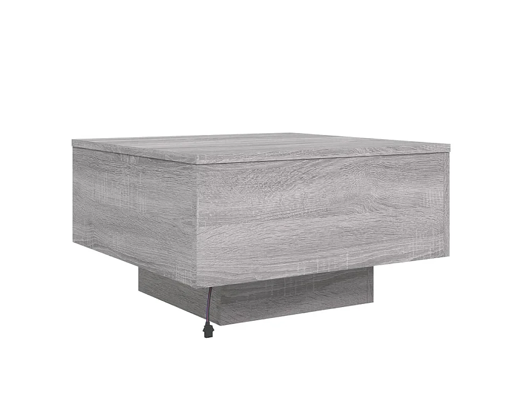 Table basse avec lumières LED sonoma gris 55x55x31 cm