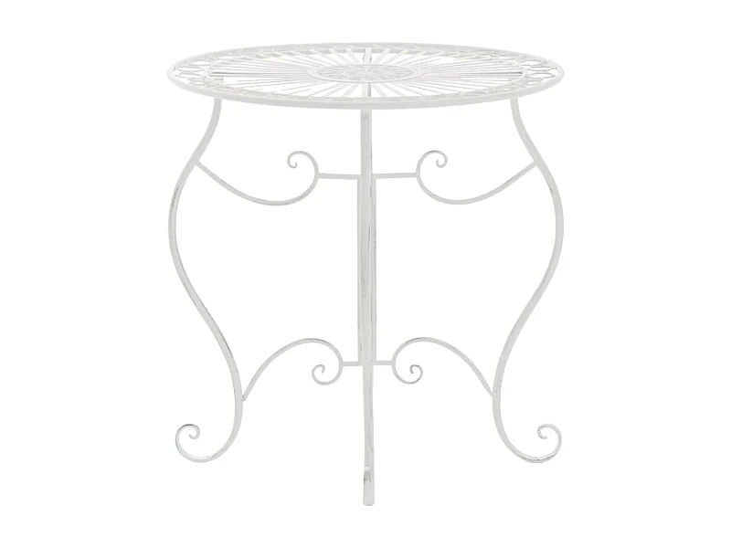 Table d'appoint de jardin - rond Ø 70 cm - Métal - Blanc - Indra