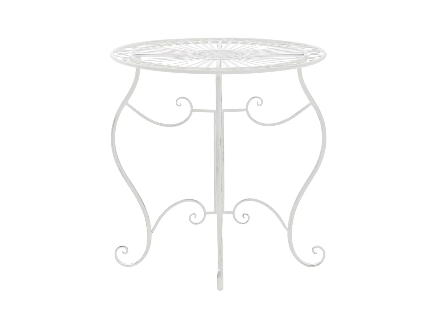 Table d'appoint de jardin - rond Ø 70 cm - Métal - Blanc - Indra