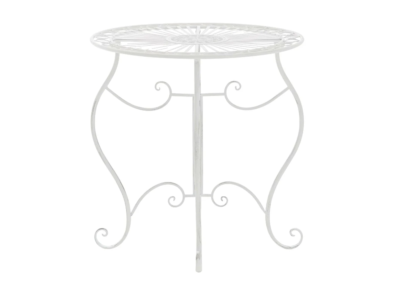 Table d'appoint de jardin - rond Ø 70 cm - Métal - Blanc - Indra