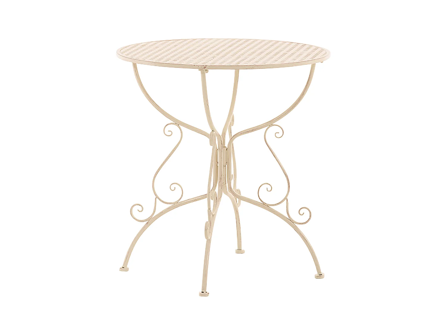 Table d'appoint de jardin - rond Ø 70 cm - Métal - Crème antique - Amanda