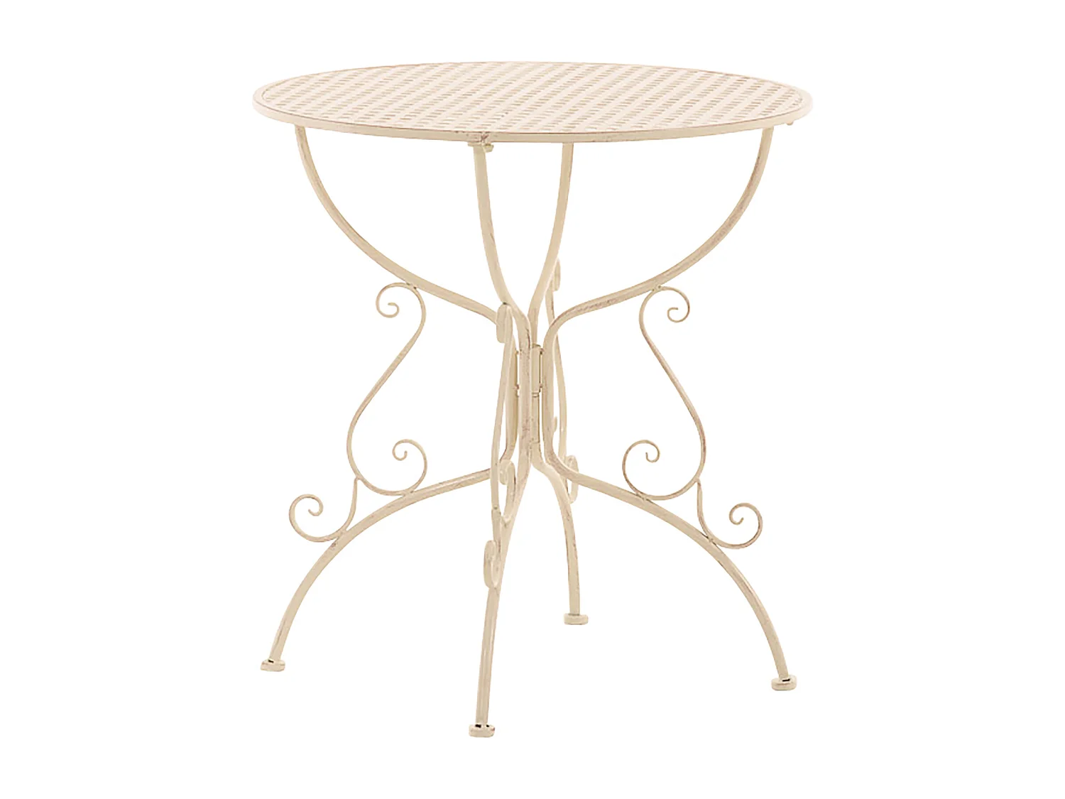 Table d'appoint de jardin - rond Ø 70 cm - Métal - Crème antique - Amanda