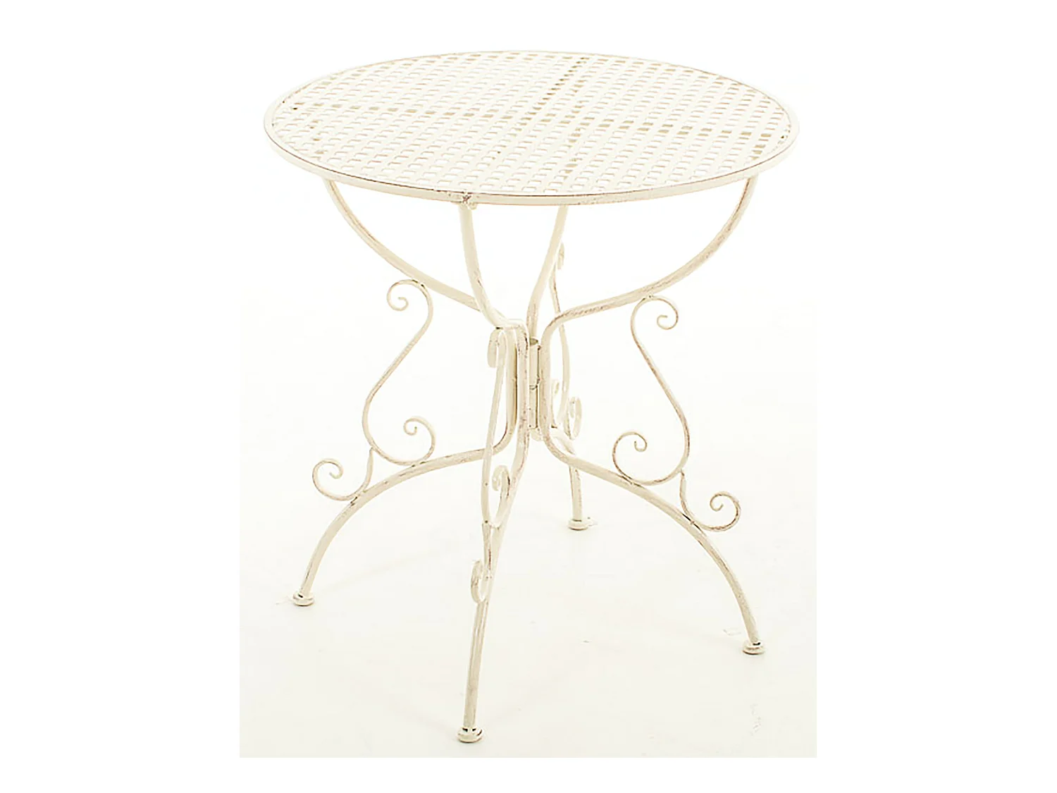 Table d'appoint de jardin - rond Ø 70 cm - Métal - Crème antique - Amanda