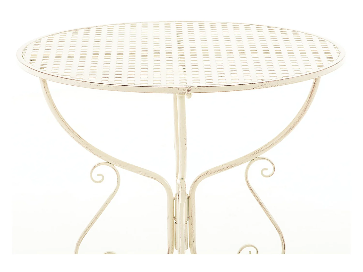 Table d'appoint de jardin - rond Ø 70 cm - Métal - Crème antique - Amanda